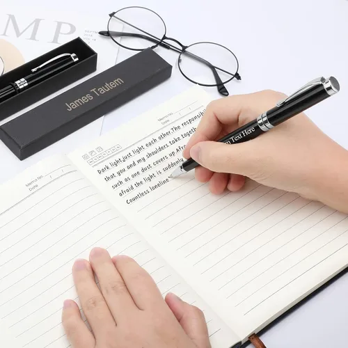 Vista 4 de Bolígrafos personalizados, bolígrafos personalizados, juego de bolígrafos de regalo, grabado gratis con tu nombre o mensaje, regalo para colegas