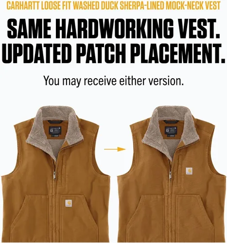 Vista 4 de Carhartt - Chaleco de cuello con forro tipo Sherpa para hombre.