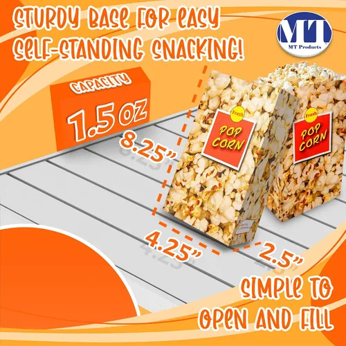 Vista 2 de MT Products Bolsas pequeñas para palomitas de maíz de 1.5 onzas, soportes para palomitas de maíz para fiestas, paquete de 50