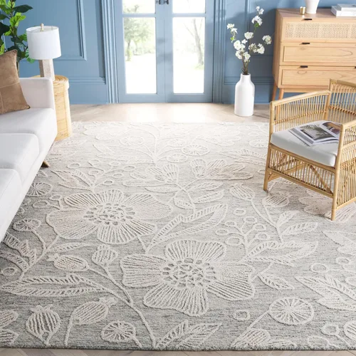 Vista 18 de SAFAVIEH Jardin Collection - Alfombra de pasillo, 2 pies 3 pulgadas x 8 pies, azul y marfil, lana floral hecha a mano, ideal para zonas de alto