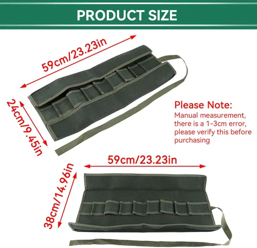 Vista 2 de Bolsa enrollable para herramientas, bolsas de lona resistente, bolsa de almacenamiento de herramientas para bonsái con 10 bolsillos para jardín