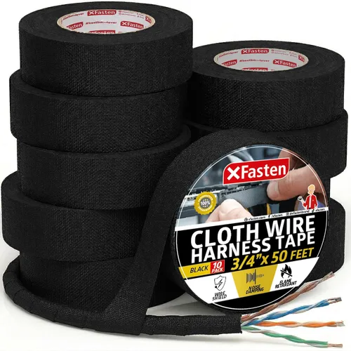 Vista 16 de XFasten Cinta de arnés de cables, 1.3 pulgadas x 50 pies, arnés de cableado de alta temperatura, cinta eléctrica de tela de fieltro autoadhesiva