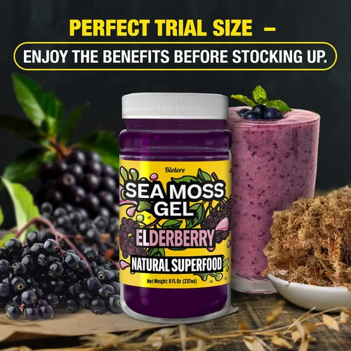 Vista 4 de Biolore Gel de Musgo Marino – Saúco, Hecho en EE.UU., Sin Azúcar Añadido, Rico en Vitaminas y Minerales, Superalimento Vegano, Mermelada y Untable