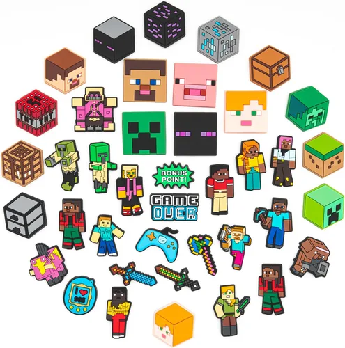 Vista 2 de Paquete de 40 dijes para zapatos de videojuegos, para niños, adolescentes, niños, hombres, lindos pines de zapatos de PVC, accesorios de zapatos