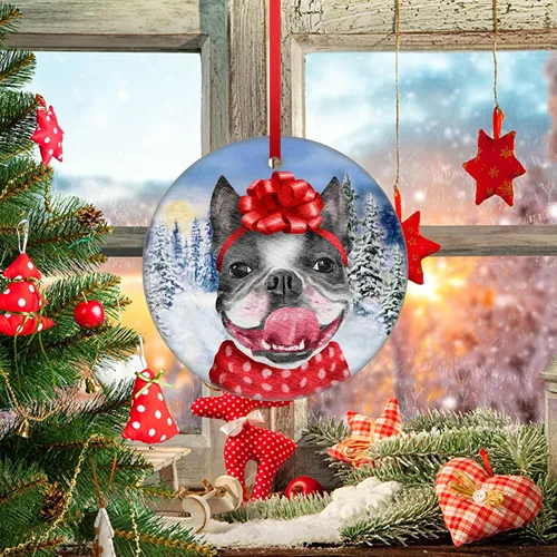 Vista 8 de Adorno de Navidad de Bulldog Francés para mamá, adorno colgante de Navidad para perro, idea de cachorro, adorno de Navidad para cachorro 2023