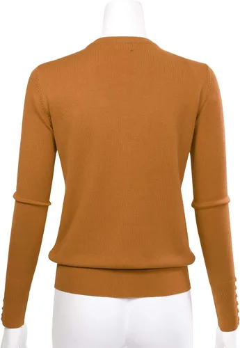 Vista 4 de Allsense Suéter de manga larga para mujer, ligero, con botones, suave, de punto sólido con cuello en V