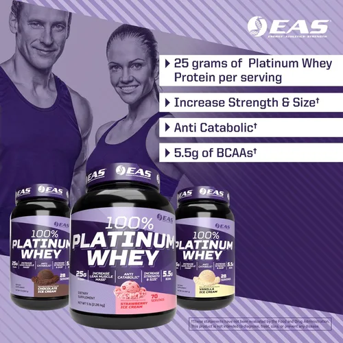 Vista 3 de EAS 100% proteína de suero de platino, helado de chocolate, 2 libras
