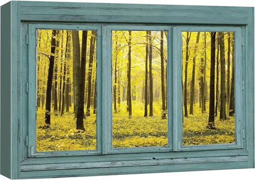 Vista 36 de Cuadro decorativo con diseño de ventana moderna blanca con vista, de la marca Wall26®