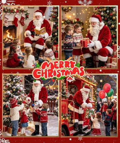 Vista 5 de Conjunto de 9 piezas de disfraz de Papá Noel para hombre Rojo vino
