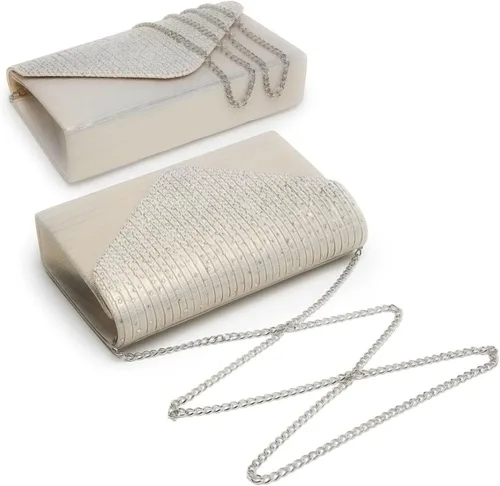 Vista 2 de Dasein Bolso de mano con satén satinado para mujer, tipo embrague, para noche, bandolera, bolsos, fiesta, graduación, boda, sobre