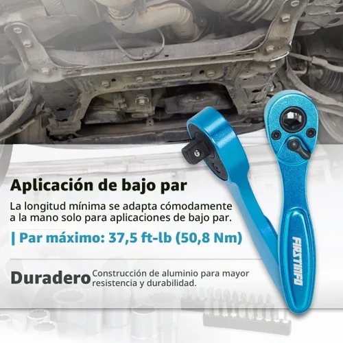 Vista 6 de FIRSTINFO F32423B Llave de Trinquete Micro de Doble Accionamiento con Broca Hexagonal y Dado de 1/4 Pulgada - Aluminio Ligero, 72T Reversible