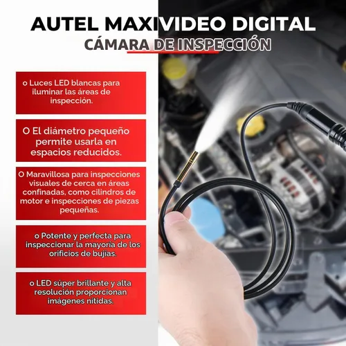 Vista 2 de Autel Cámara de inspección MV105S, sonda ultrafina de 0.2 in, boroscopio gran angular de 90°, cámara endoscopio USB impermeable IP67 con luces LED