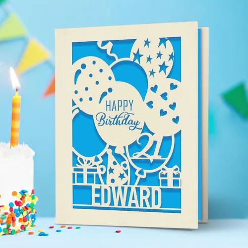 Vista 2 de EDSG Tarjetas de cumpleaños personalizadas para mujeres y hombres, tarjeta de feliz cumpleaños para hermana, mamá, papá, hija, hijo, esposo, Azul