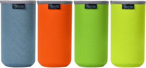 Vista 9 de Beautyflier Paquete de 4 fundas aislantes de neopreno antideslizantes en relieve, fundas gruesas y plegables para latas de bebidas, para fiestas