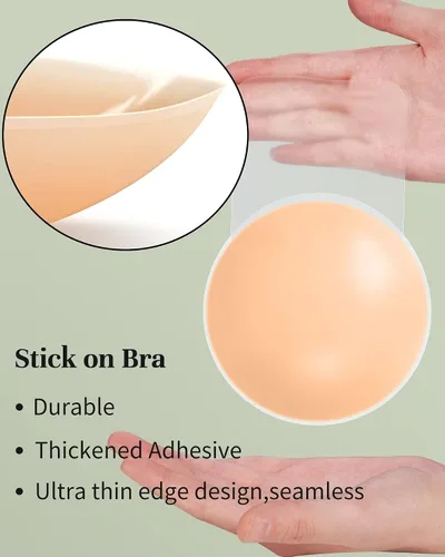 Vista 4 de APOWUS Brasier adhesivo para levantamiento de senos, 2 pares, brasier adhesivo para pezón, almohadillas invisibles de silicona para pezones