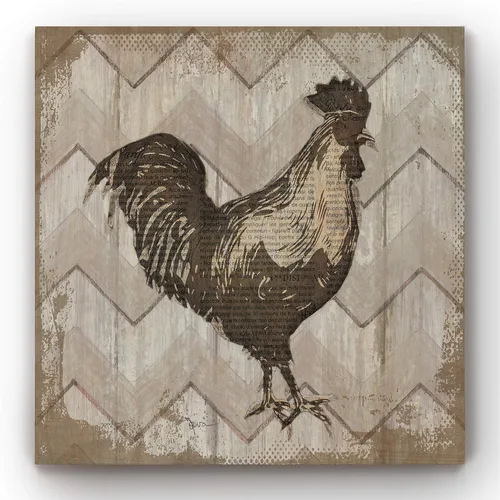 Vista 10 de Renditions Gallery Arte moderno de gallina con flores sobre lienzo estirado para decoración de pared