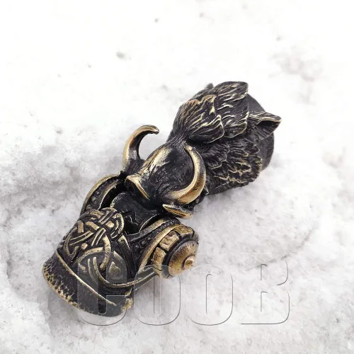 Vista 2 de EDC Paracord Bracelet Buckle Shackle Clasp Lock Bead Wild Boar Hunting - Unique Fully Hand-Casted Solid Bronze Buckles Locks Shackles for Paracord