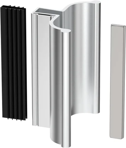 Vista 8 de Manija de puerta de ducha sin marco cromada brillante de 3-3/4 pulgadas con pestillo de metal, canal en U de acero inoxidable con imán para puerta