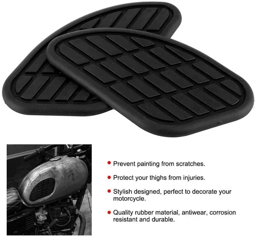 Vista 2 de Protector de combustible, 1 par de calcomanías universales de agarre de rodilla para motocicleta, protector vintage (negro)
