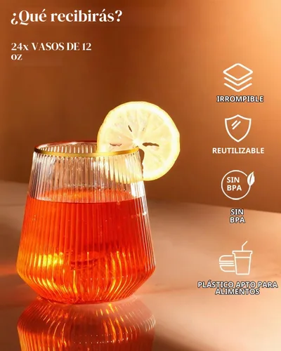 Vista 5 de Paquete de 48 vasos desechables de plástico ondulados estilo origami - 24 copas de champán sin tallo de 9 onzas y 24 vasos de 12 onzas, sin BPA
