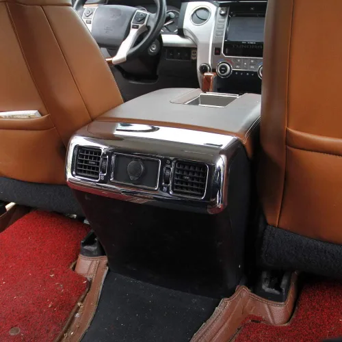 Vista 3 de Cubierta de ventilación de CA con reposabrazos central interior cromado, para Toyota Tundra 2014 2015 2016 2017 2018 2019 2020 2021