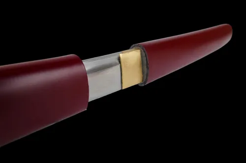 Vista 2 de MAKOTO Handmade Sharp Samurai Shirasaya Sword Wooden Scabbard Saya Borgoña mate.