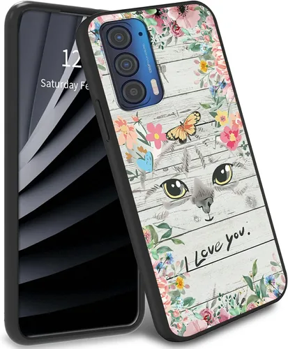 Vista 26 de Funda delgada para Moto Edge 2021 TPU con diseño de hojas de arte, cubierta de protección de cuerpo completo de goma de gel suave para Motorola Edge