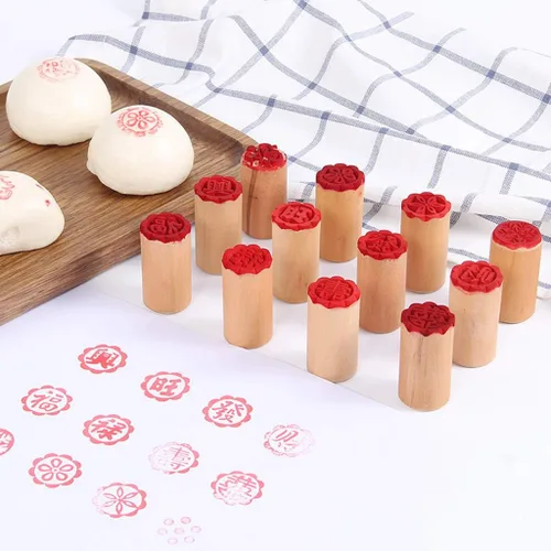 Vista 5 de Xdodnev 8 unids/set pastel molde madera postre sello sello tradicional chino luna DIY galleta