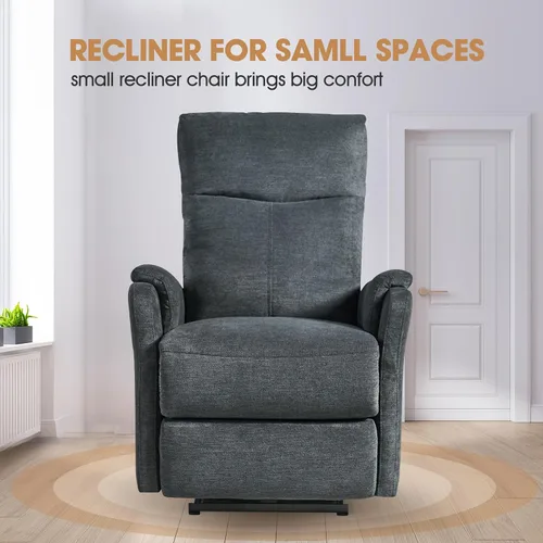 Vista 8 de cinkehome Pequeño sillón reclinable de energía eléctrica, silla reclinable de tela transpirable, puertos USB, asiento de cine en casa eléctrico