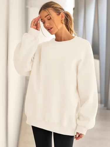 Vista 3 de EFAN - Sudaderas extragrandes para mujer, de vellón con capucha y cuello redondo, suéteres informales y cómodos, ropa de moda para invierno
