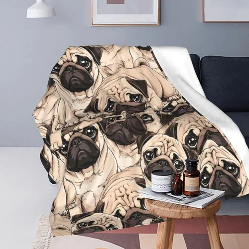 Vista 8 de Manta de perro de carlino, suave y acogedora manta de forro polar cálido para sofá cama de 60 x 50 pulgadas