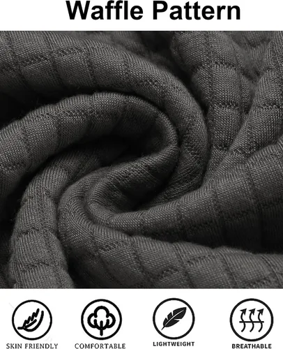 Vista 5 de COOFANDY - Sudadera con capucha para hombre, casual, de manga larga, con cordón ajustable y tejido de punto de gofre