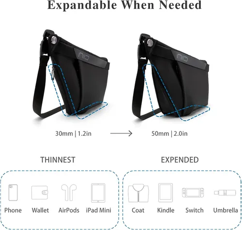 Vista 7 de NIID -FINO - Bolsa compacta EDC 4 mochila cruzada minimalista en el pecho para hombres y mujeres mochila ligera y delgada para uso táctico viajes
