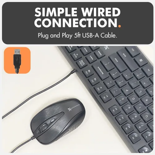 Vista 3 de X9 Combo de teclado y mouse con cable Ratón y teclado USB (almohadilla de mouse incluida) Teclado ergonómico de tamaño completo con cable
