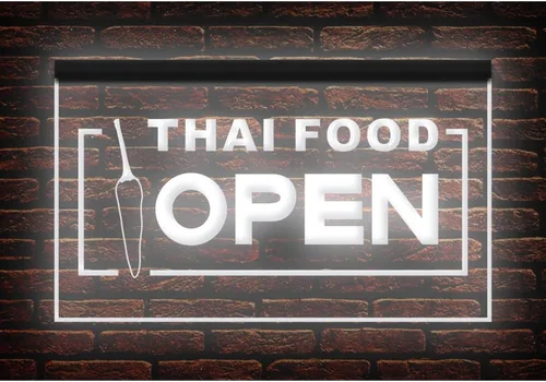 Vista 5 de 110228 Thai Food Open Thailand Restaurant Cafe Bar Display LED Light Neon Sign (16 Colors By Remote, 12" X 8")