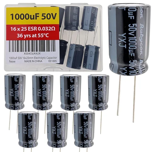 Vista 29 de 100uF 50V 8X11.5mm Rubycon Electrolytic Capacitor Low ESR 0.17Ω Long Life 36yrs at 55 Degree C mfd mircofarad Micro Farad C Radial Lead Aluminum