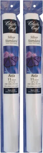 Vista 2 de DMC Charles Craft Silver Label Aida - Tubo suave, 11 unidades, 15 x 18 pulgadas, color blanco
