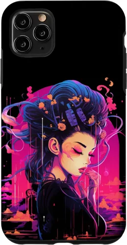 Vista 13 de iPhone 16 Japanese Geisha Retro Anime Cyberpunk Manga Synthwave Artsy Case