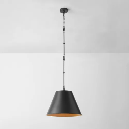 Vista 5 de [Usado] Lámpara colgante de 1 luz GLOBE Electric, acabado negro mate, varillas colgantes ajustables, regulable, base E26, iluminación moderna