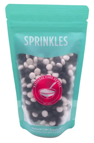 Vista 5 de NCS Gránulos comestibles en forma de pelota de fútbol – Decoración para cupcakes y galletas en blanco y negro, 7 onzas