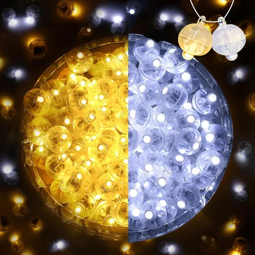 Vista 24 de 50 mini luces LED, globos de luz LED para decoraciones de fiesta, luces de fiesta de neón para linterna de papel, huevos de Pascua, fiesta de Rojo