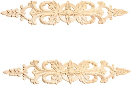Vista 14 de MUXSAM 1 apliques largos tallados en madera para muebles, calcomanías de tallado de madera sin pintar para pared, armario, espejo, repisa, puerta