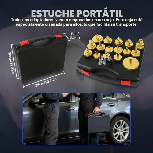 Vista 8 de AUTOOL Kit de purga de cilindro maestro, 20 adaptadores de purga de presión