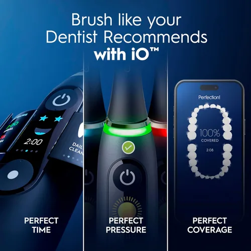 Vista 3 de Oral-B iO Series 9 Cepillo de dientes eléctrico con 4 cabezales de cepillo, Aqua Alabaster