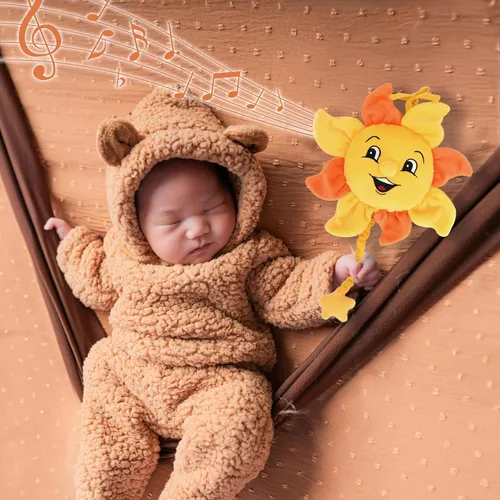Vista 5 de Juguete musical para bebé recién nacido de 0, 3, 6, 12 meses, suave juguete colgante de felpa para bebé de 6 a 12 meses, con música You are My