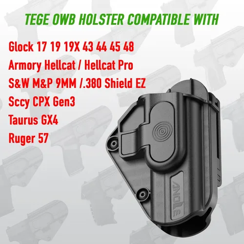 Vista 2 de Funda ajustable para Hellcat Pro/Glock 17 19 19X 43 44 45 48 / Ruger 57 / SCCY CPX Gen3 / Taurus GX4 / S&W M&P 9MM /.380 Shield EZ, Funda