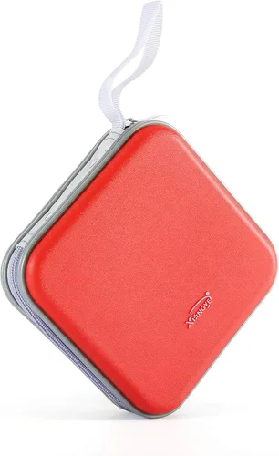 Vista 8 de Carpeta de almacenamiento portátil de plástico duro para CD/DVD, capacidad 32, color negro