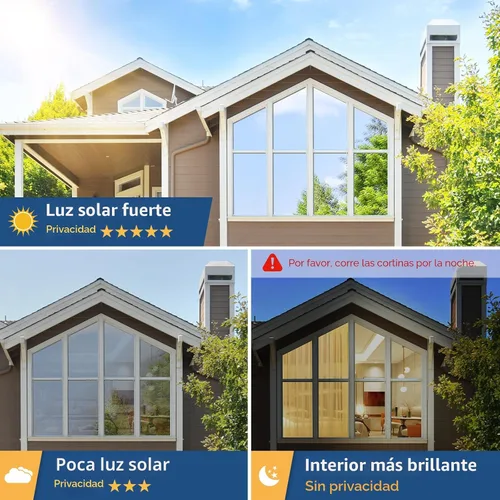 Vista 4 de rabbitgoo Película de Privacidad Unidireccional para Ventanas, Tinte de Ventana para el Hogar, Espejo Reflectante que Bloquea el Sol, Control