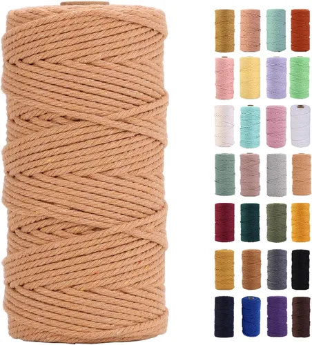 Vista 36 de Cuerda de macramé azul aire de 0.079 in x 220 yardas, cuerda de algodón colorido de algodón suave para colgar en la pared, colgadores de plantas