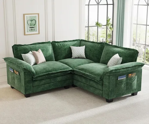 Vista 20 de KKL Sofá Seccional Modular de 89 Pulgadas, Sofá de Amor de 2 Asientos Sofá Nube con Asiento Profundo, Sofás Seccionales de Chenilla para Sala
